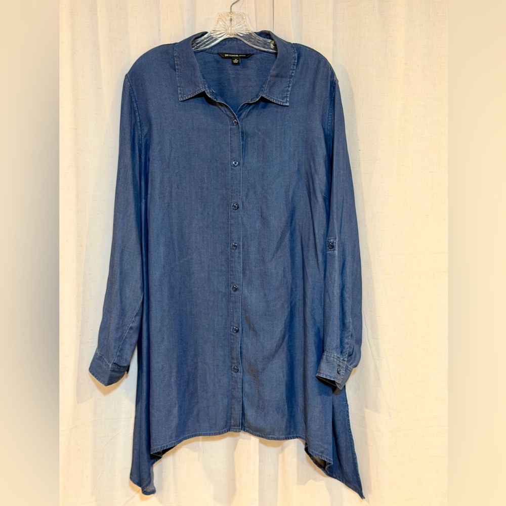 Zac & Rachel Denim-Look Button-Up Shirt - Blue